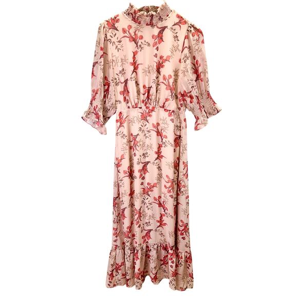 Baltic Born NEW Marie Smock Neck Puff Sleeve Maxi Dress Women’s‎ Size M Floral - Picture 4 of 10